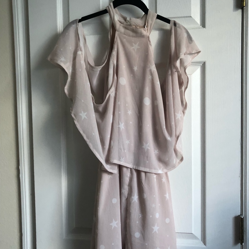 Sabo Skirt - Blush Romper with Stars & Moon Print